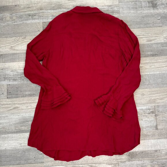 Soft Surroundings Red Button Front Long Sleeve Tunic B20 - Picture 5 of 6